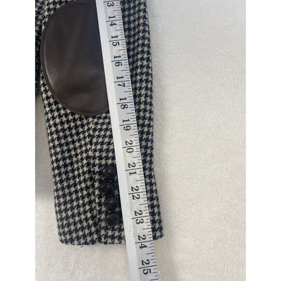 J. crew Women Schoolboy houndstooth Wool Black blazer jacket, Elbow Patch Sz 10 - Picture 13 of 16